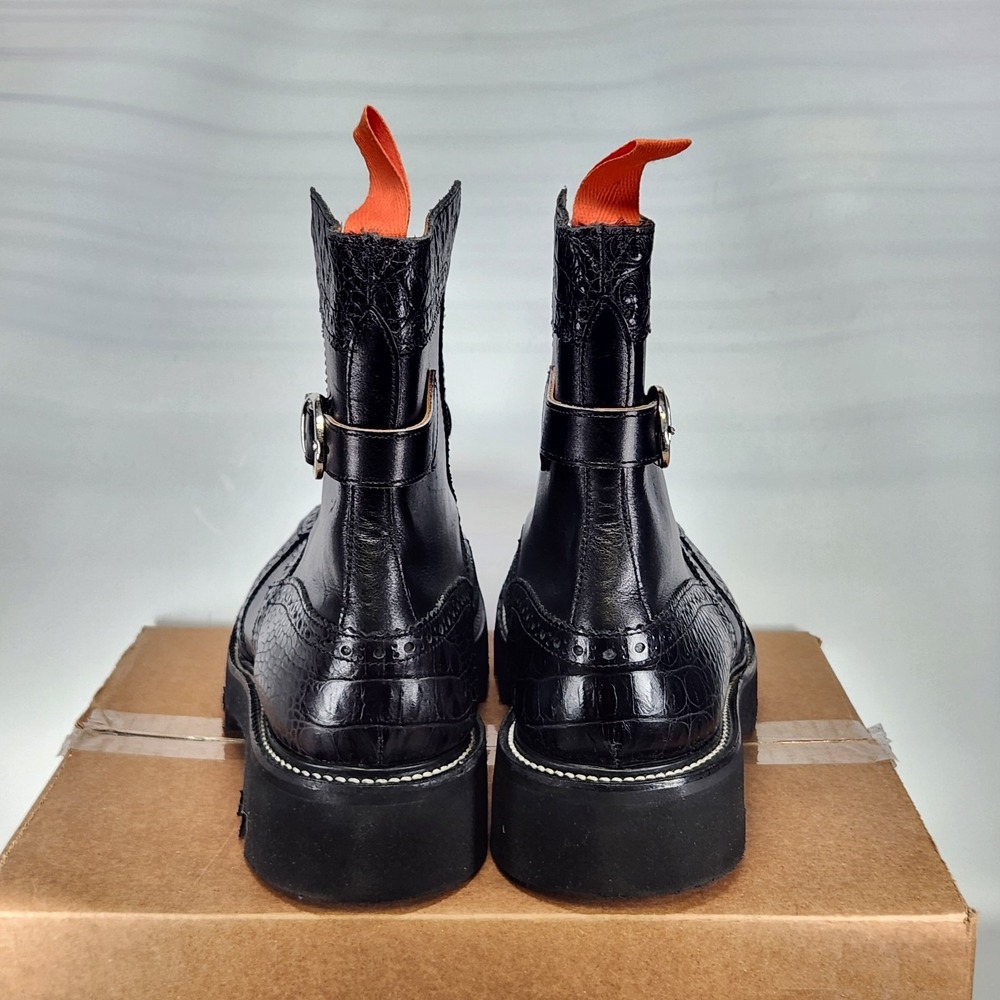 Tricker's Brogue Boots Mens Size 11 Black Two Tone High Leg Todd Snyder 7565/4 - Picture 5 of 10